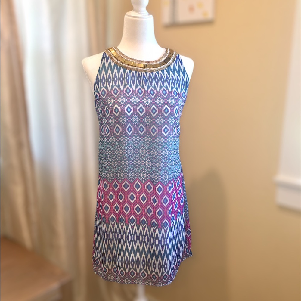 Francesca’s Avila tribal print shift dress…